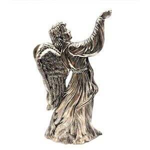 Vintage Cast Metal Angel Silver Plated 8" Beautiful